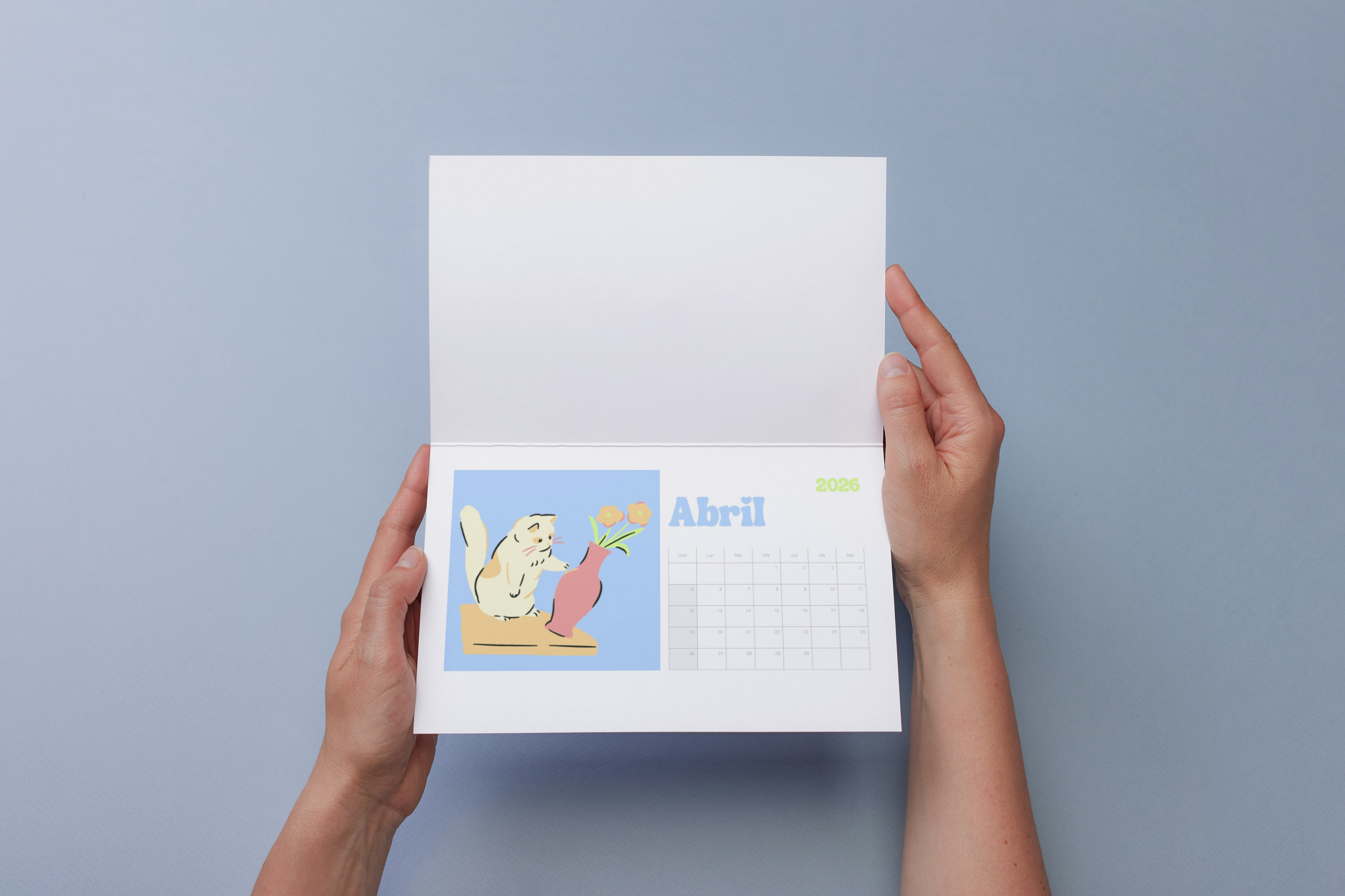 Calendario Horizontal Pets 2026 – Gatitos y perritos 🐾