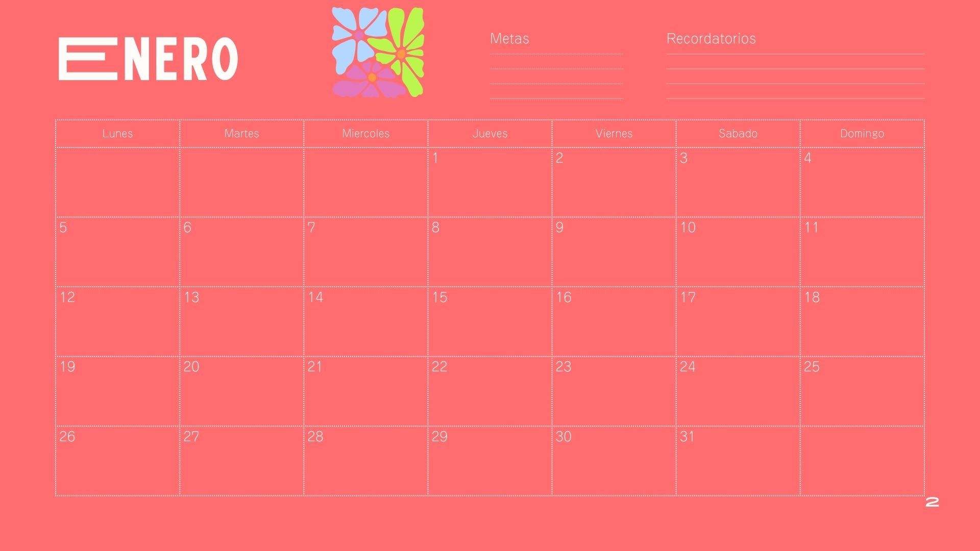 MindZen Year Calendar 2026 – Organiza tu año con motivación y energía visual