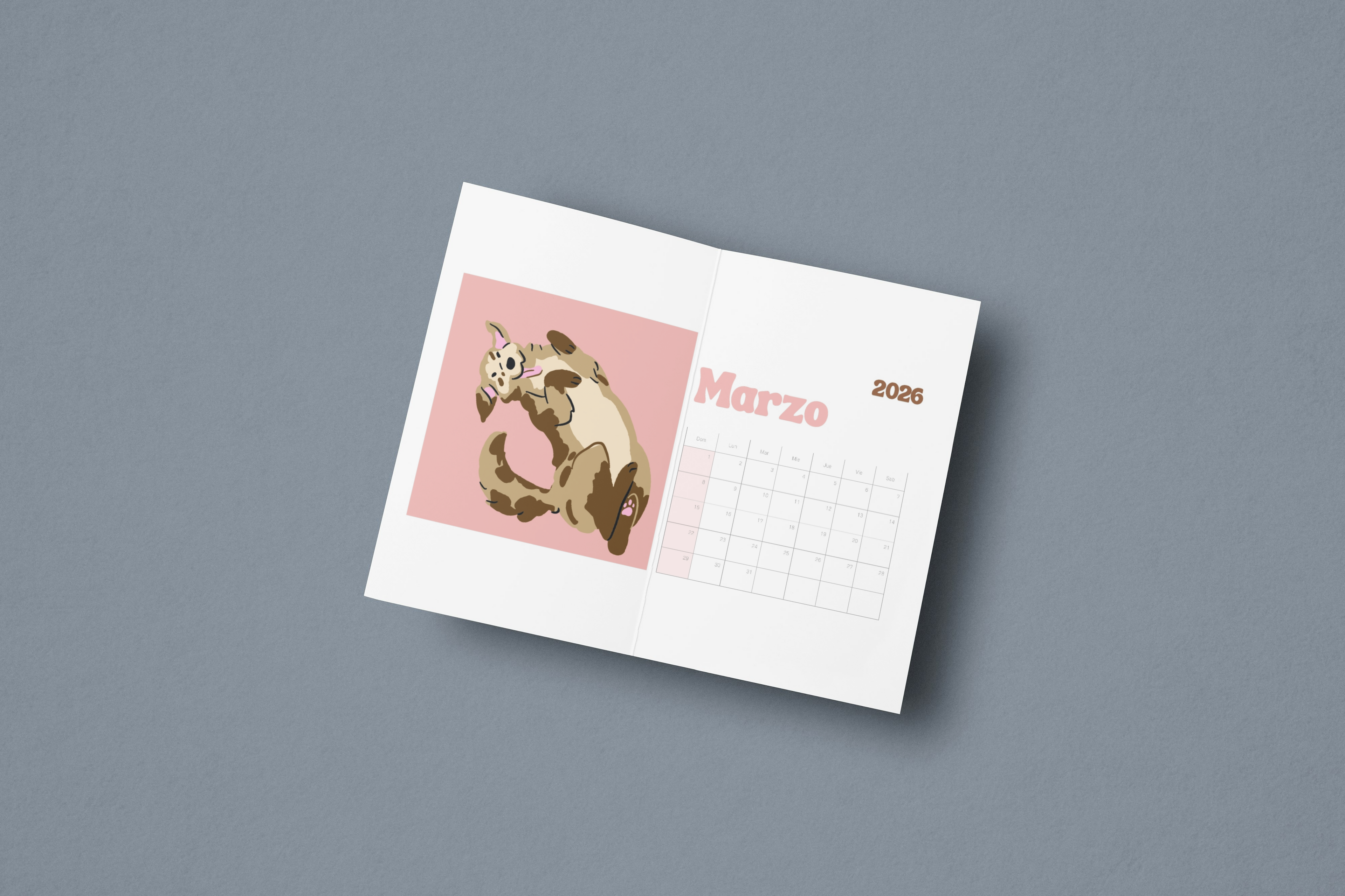 Calendario Horizontal Pets 2026 – Gatitos y perritos 🐾
